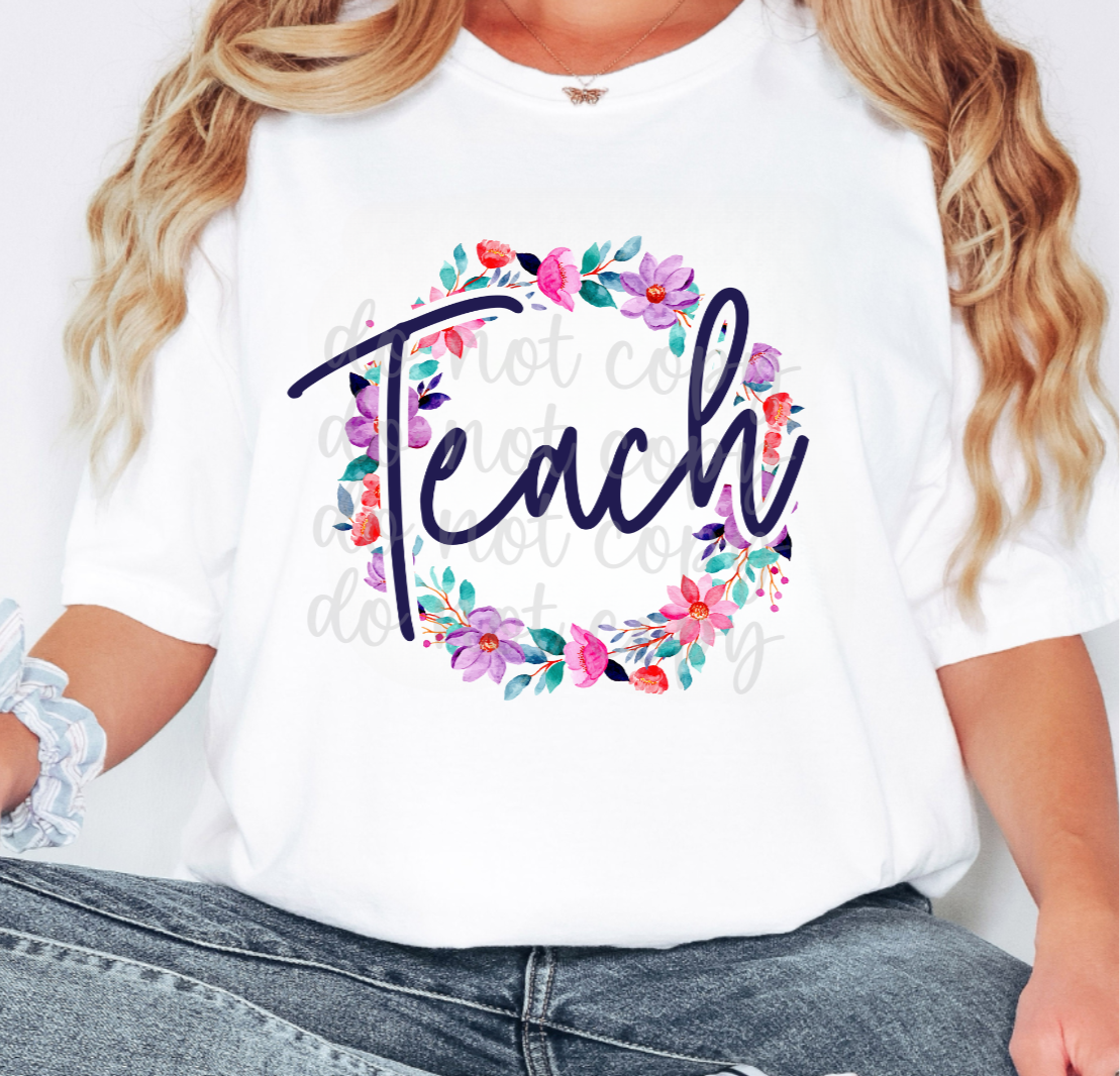 Teach floral wreath (Parker) 101034 DTF transfer
