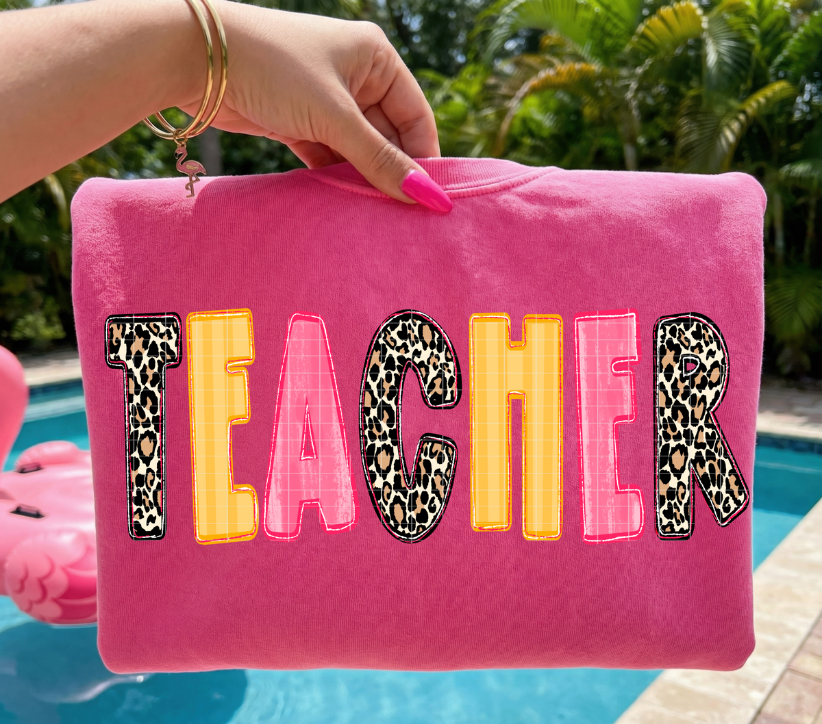 Teacher pink outline (Linda) DTF Transfer