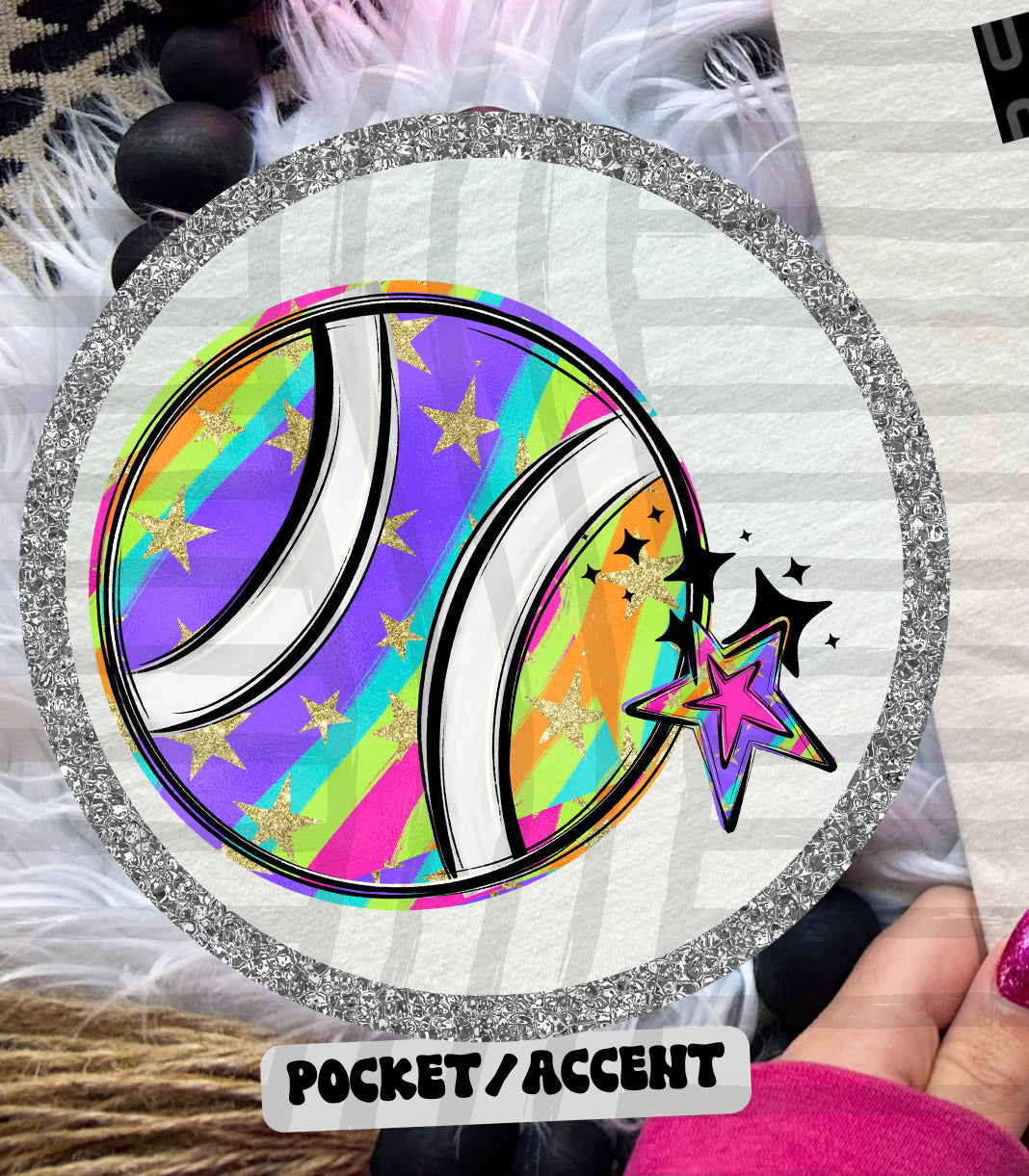 Tennis - Colorful Stripe With Stars And Checker POCKET PRINT 108263 DTF transfer