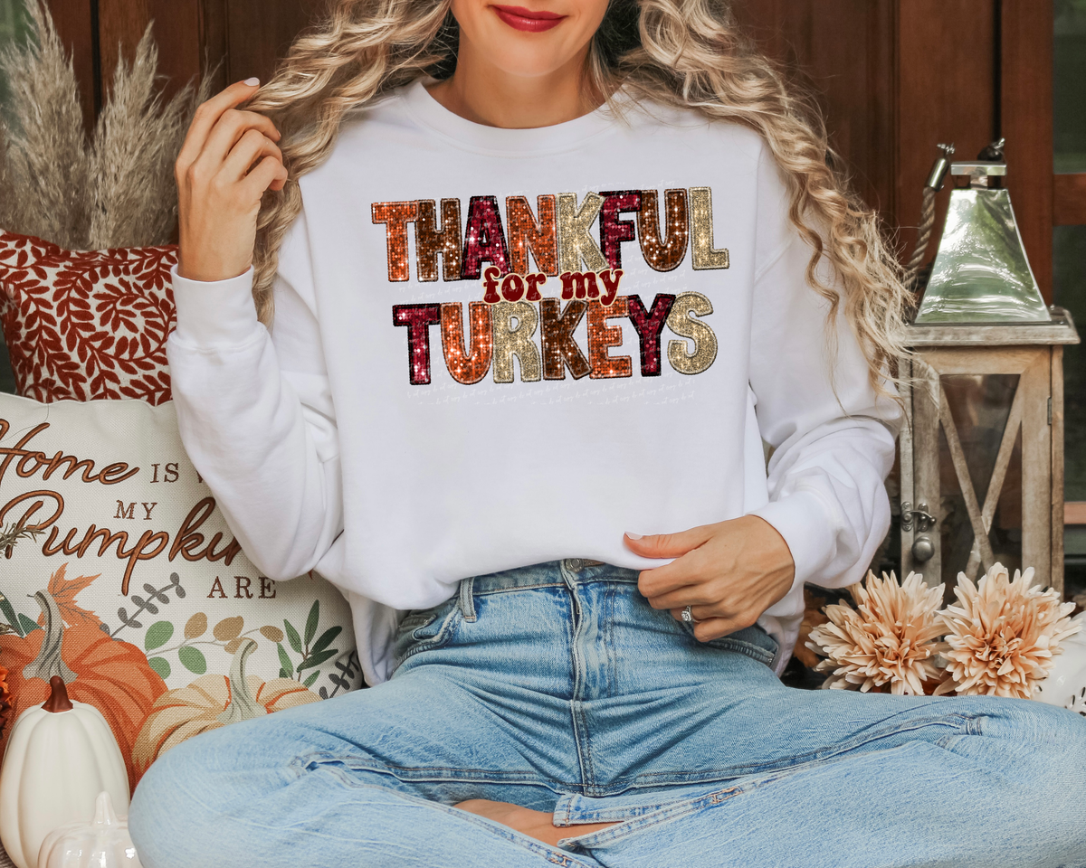 Thankful For By Turkey Faux Embroidery 111937 DTF transfer