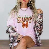 Thankful Grammy Orange Bow Faux Sequin 69525 DTF transfer