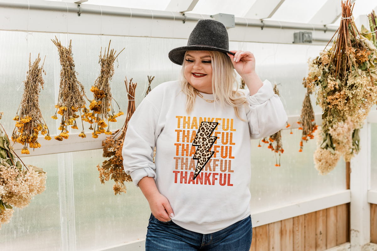 Thankful Word Stacked Cheetah Bolt 42282 DTF transfer
