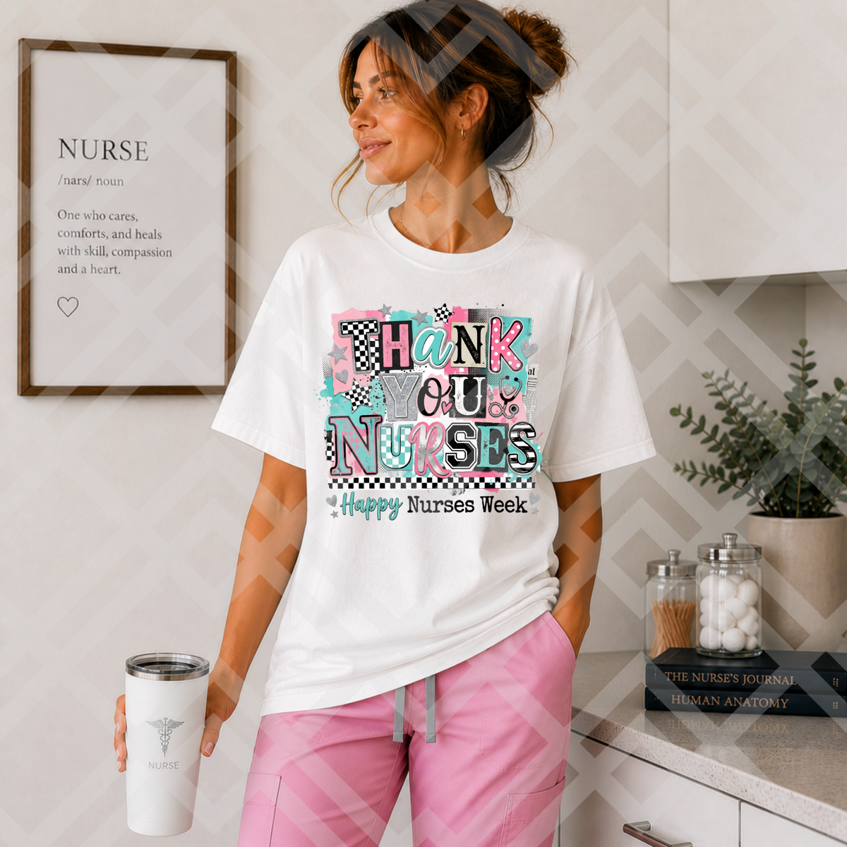 Thank you nurses bright neon magazine font (Parker) DTF Transfer