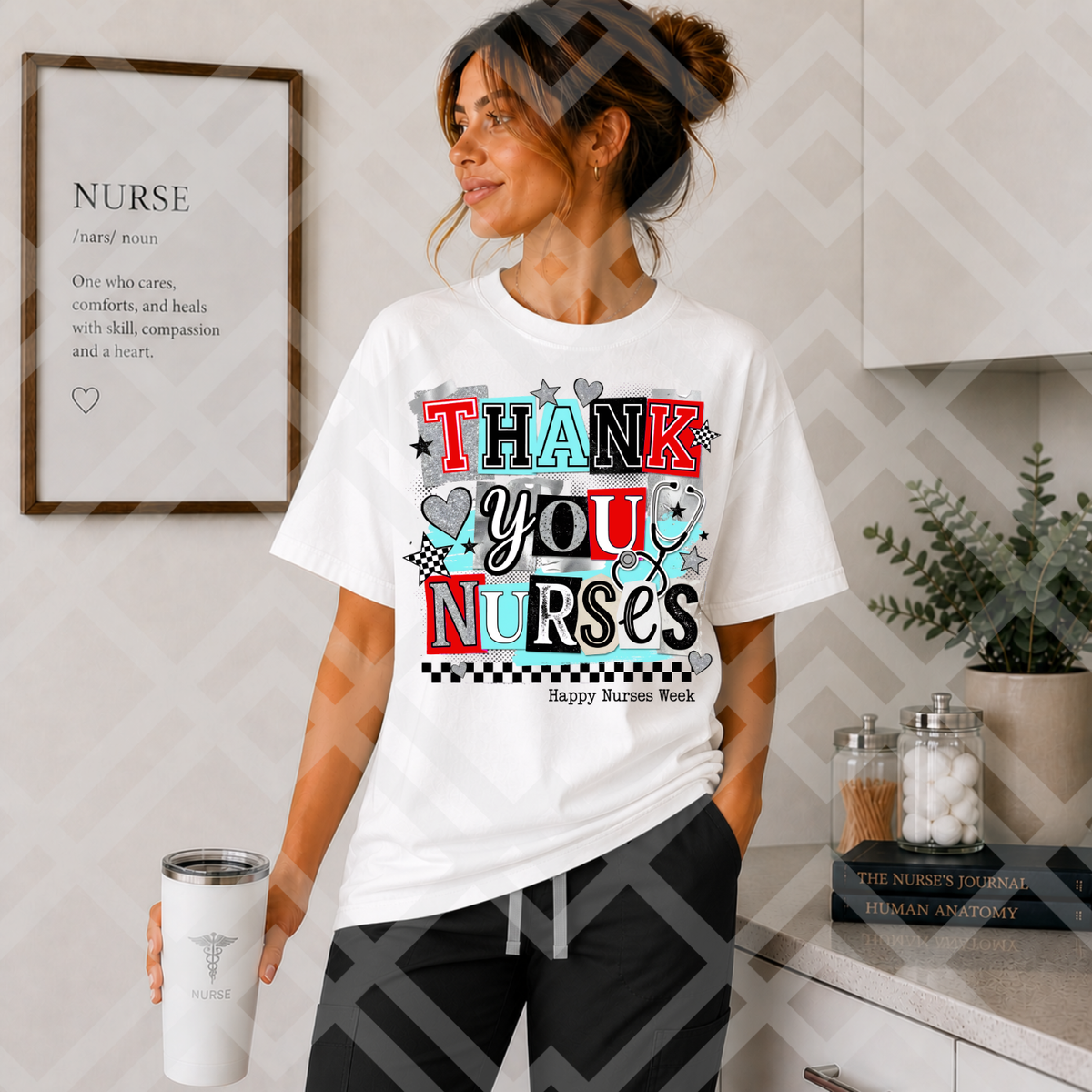 Thank you nurses red and aqua (Parker) DTF Transfer