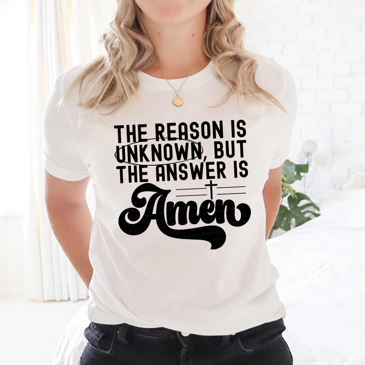 The Reason Is Unknown But The Answer Is Amen BLACK 117407 DTF TRANSFER