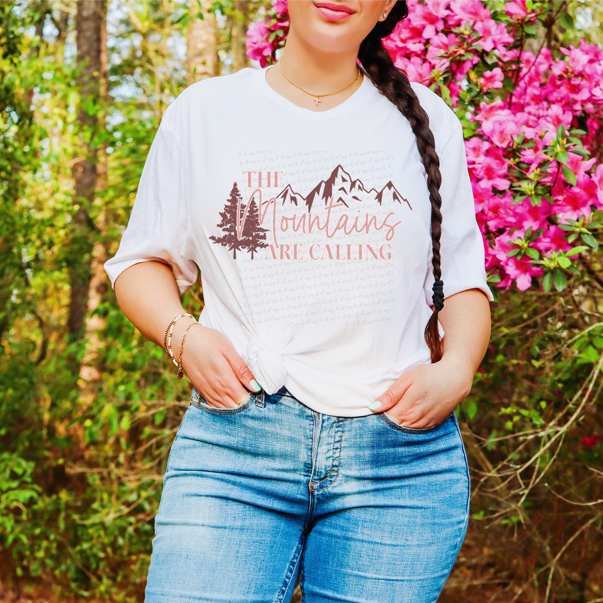 The Mountains Are Calling Pink Font 116876 DTF Transfer