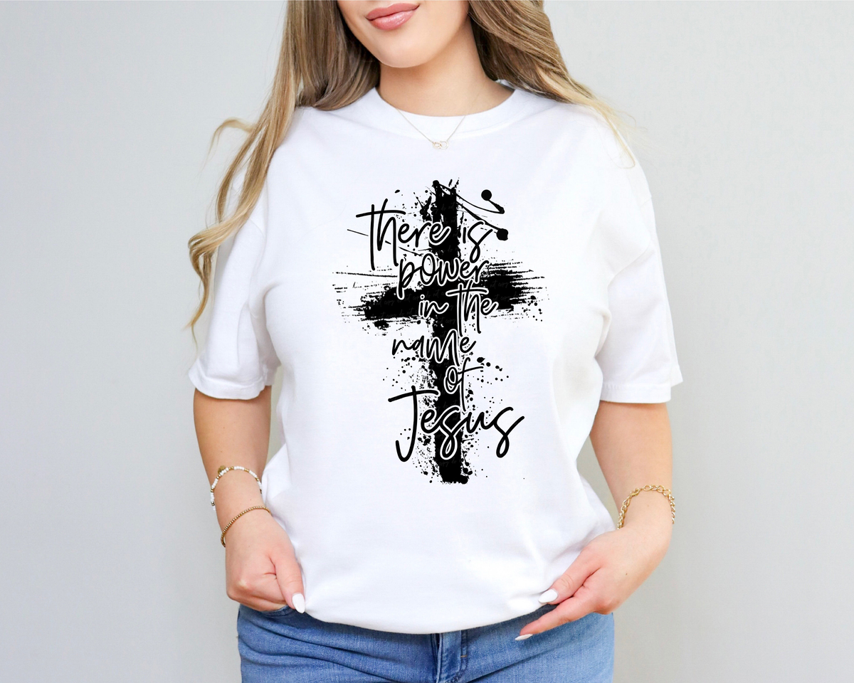 There's Power In The Name Of Jesus Cross BLACK 116362 DTF Transfer