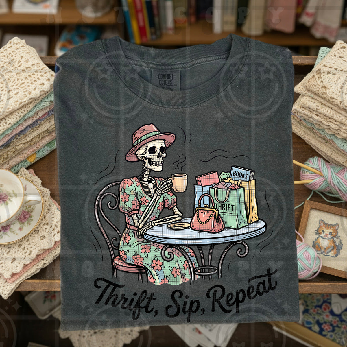 Thrift sip repeat skeleton (HW) DTF Transfer