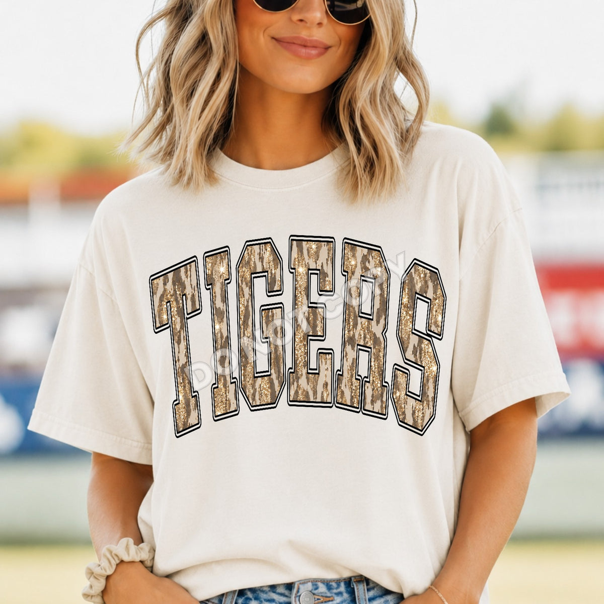 Tigers leopard and gold arched (Parker) DTF transfer