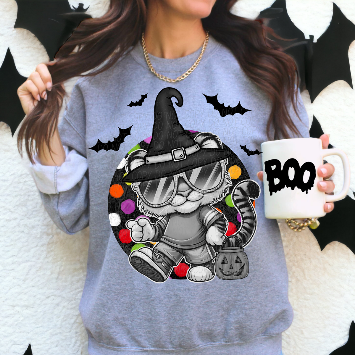 Walking Tiger Checkered Polka 59767 DTF Transfer