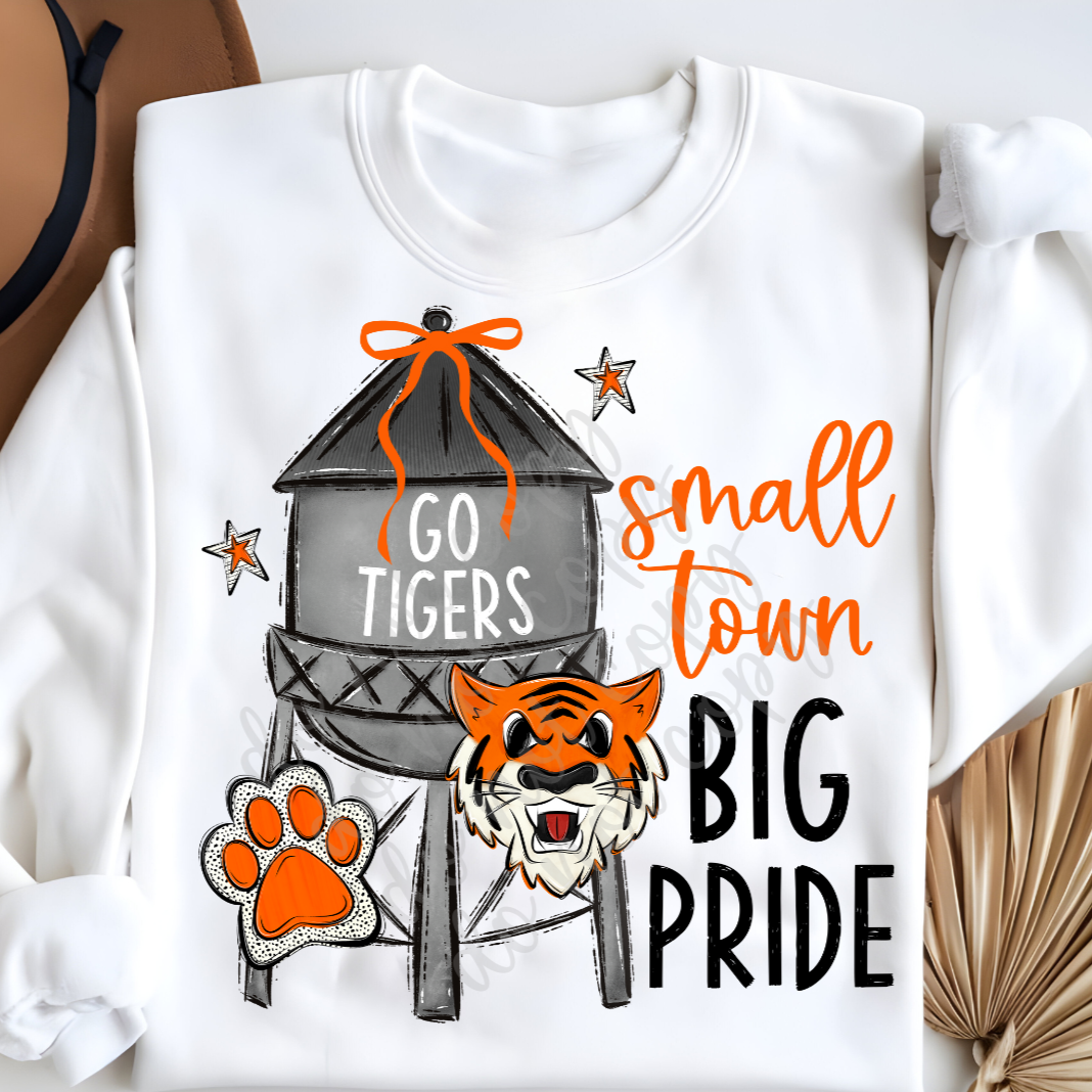 Tigers small town big pride orange (Parker)  DTF Transfer