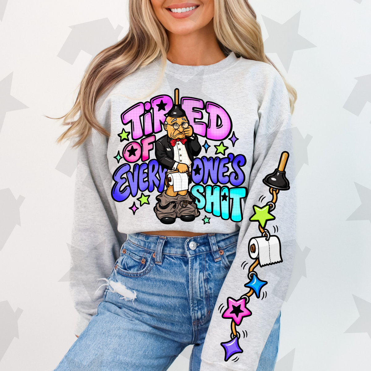 Plunger and stars (SLEEVE ONLY) (HW) DTF Transfer