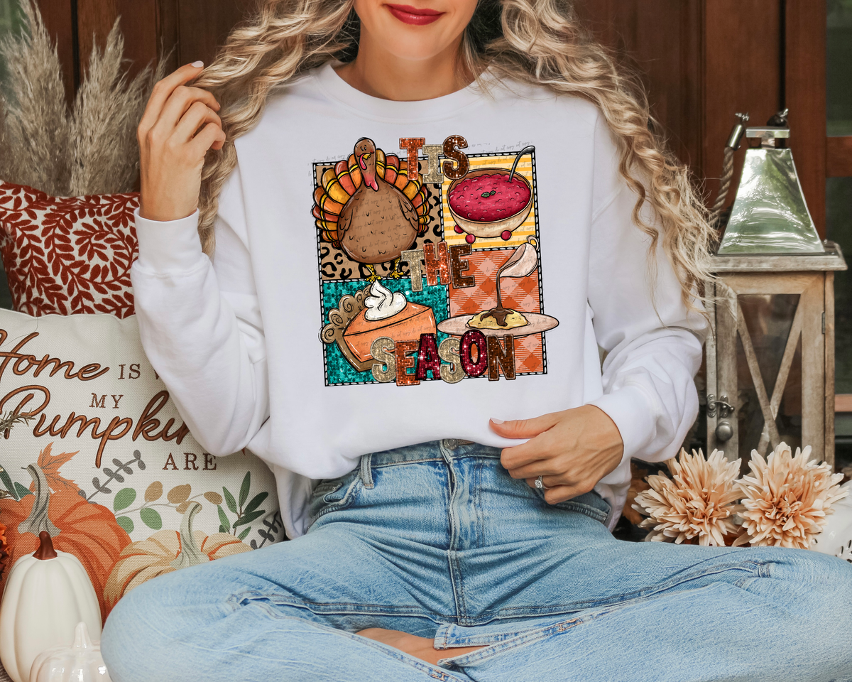 Thankful Grateful Blessed Stacked Faux Embroidery 111944 DTF transfer