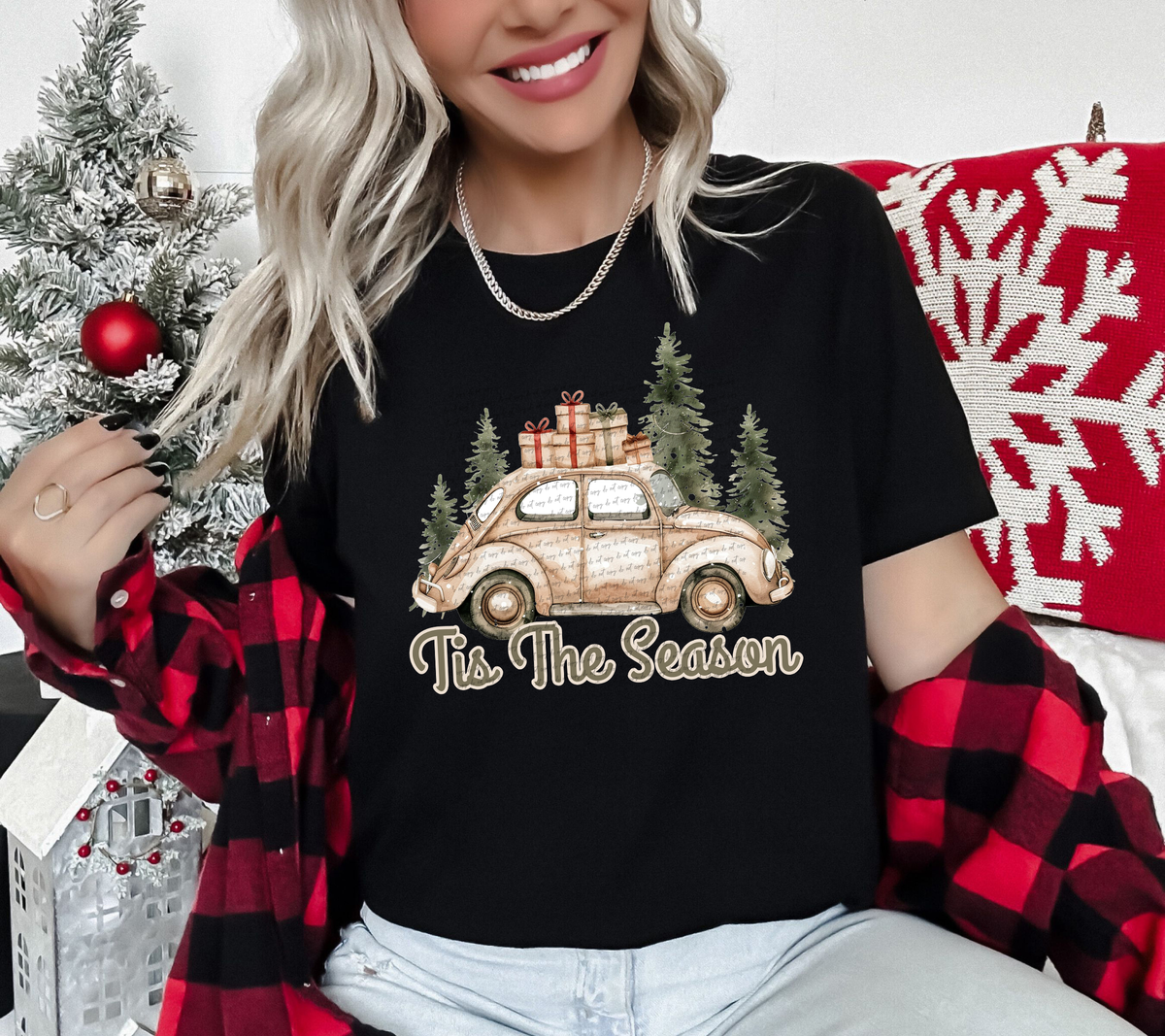 Tis The Season Christmas Car and Trees 54312 DTF transfer