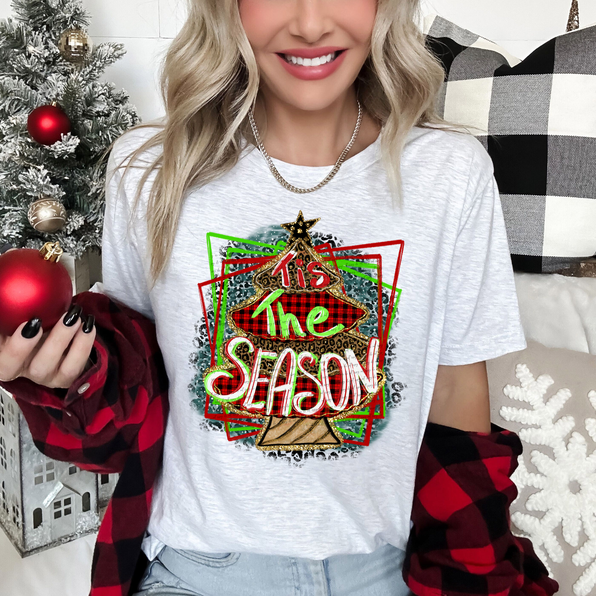 Tis The Season Plaid Christmas Tree 42684 DTF transfer