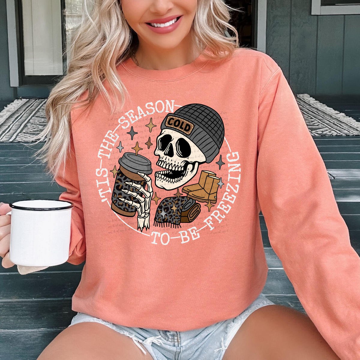 'Tis The Season To Be Freezing Skellie White Font 81752 DTF Transfer