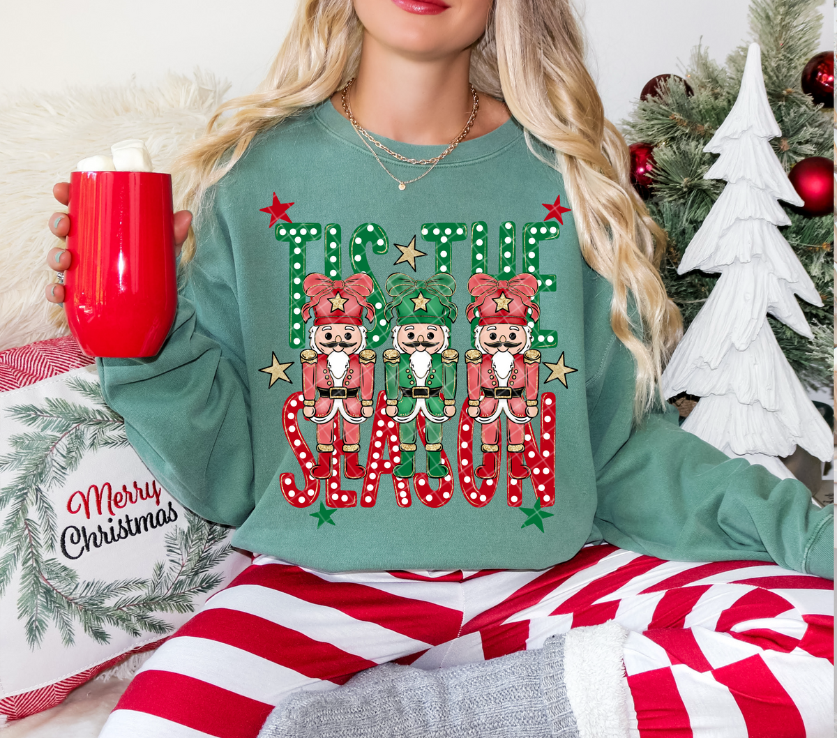 Tis the season nutcracker trio green and red (Linda) DTF Transfer