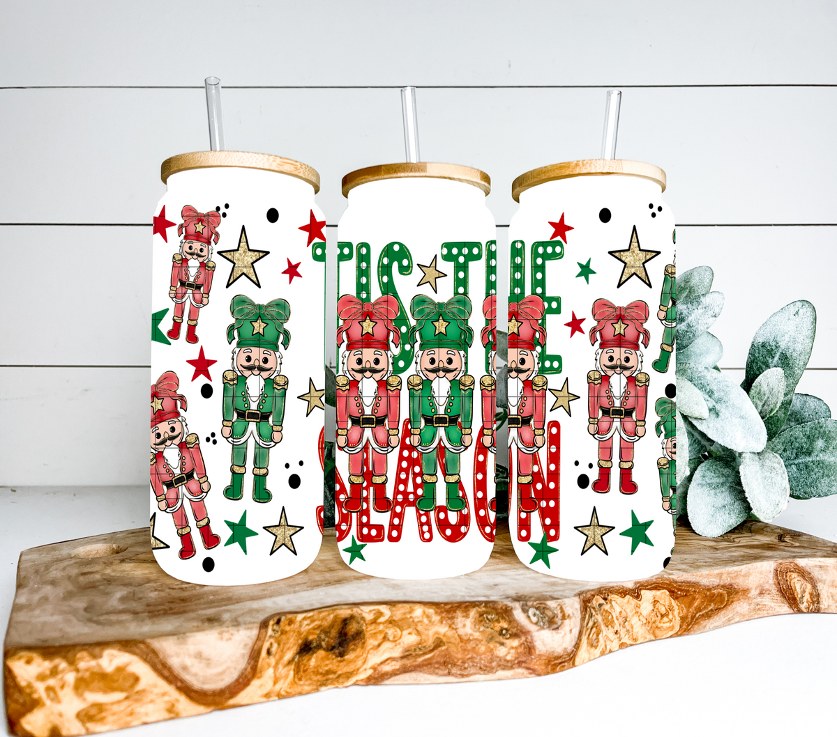 Tis the season nutcracker red and green (Linda) UV DTF WRAP