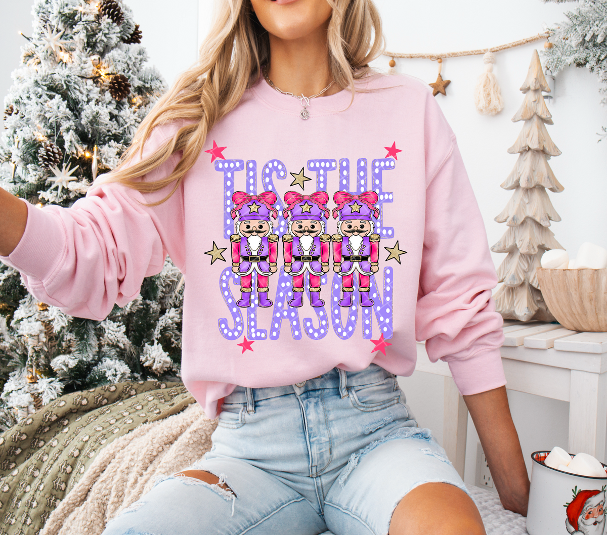 Tis the season nutcracker trio pink and purple (Linda) DTF Transfer