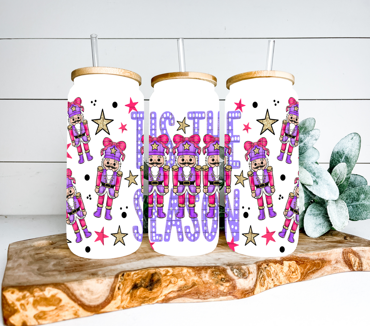Tis the season nutcracker pink and purple (Linda) UV DTF WRAP