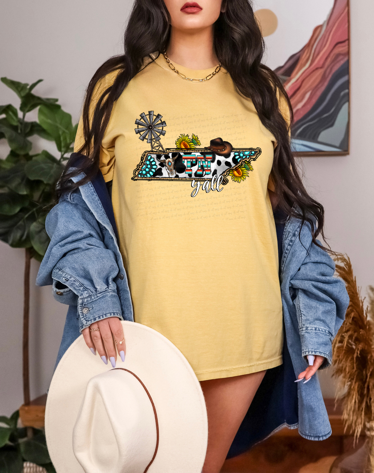 TN Y'all Tennessee Sunflower Skull Hat 116270 DTF Transfer