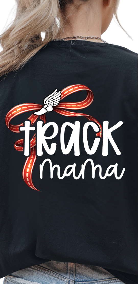 Track mama WHITE with red bow (Parker) DTF Transfer