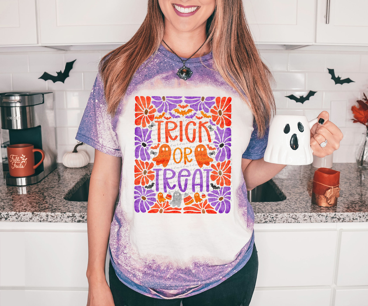 Trick Or Treat Boho Flowers Distressed 59996 DTF Transfer