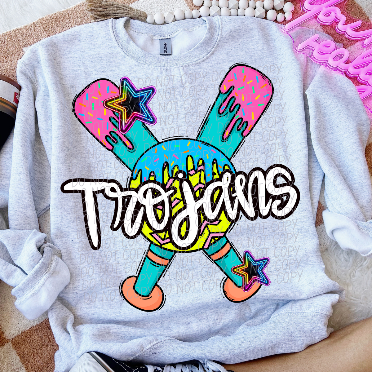 Dripping softball Trojans (CITY) DTF transfer