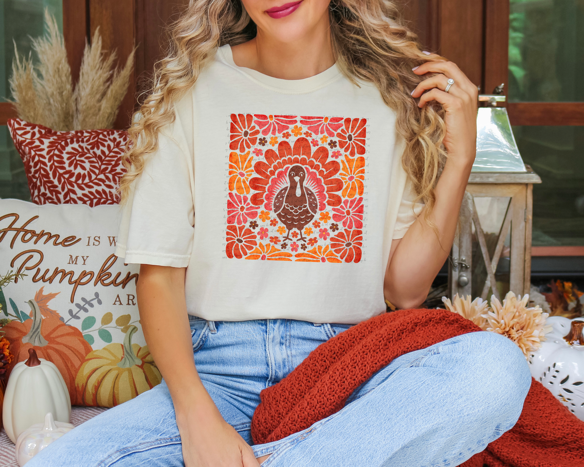Turkey Boho Flowers Distressed 59998 DTF Transfer