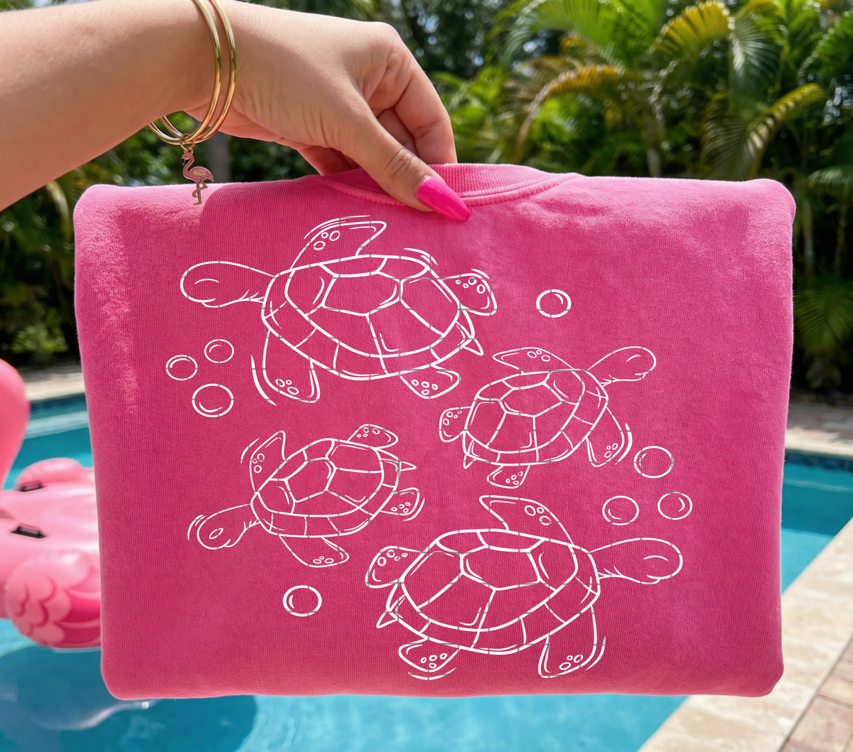 Turtle outline WHITE collage (Linda) DTF Transfer
