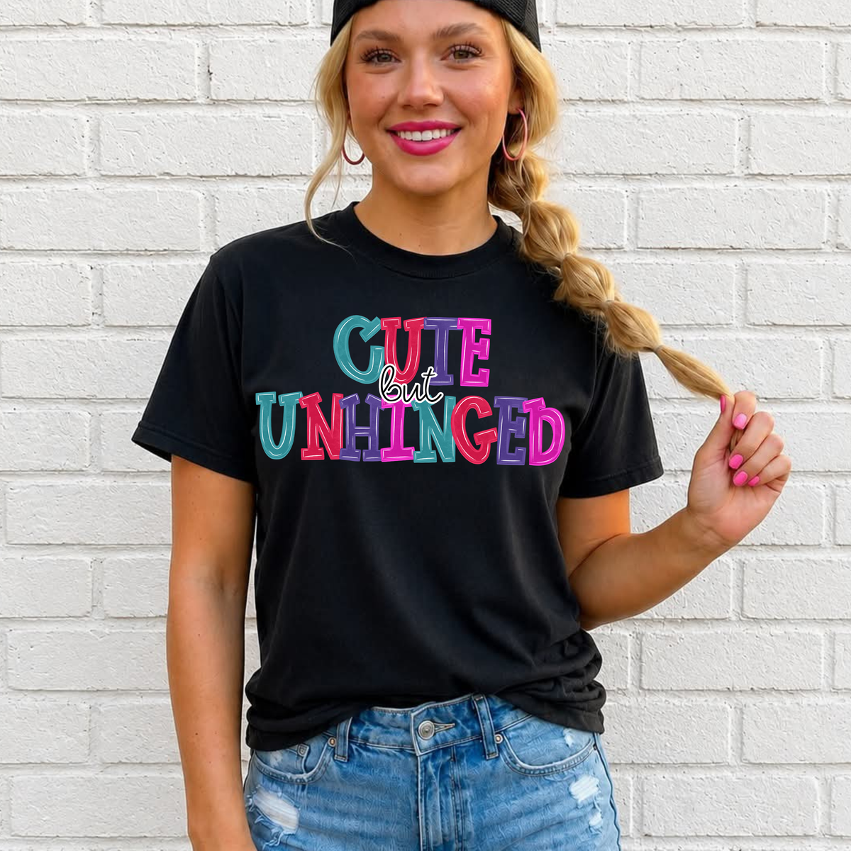 Cute but unhinged DTF Transfer