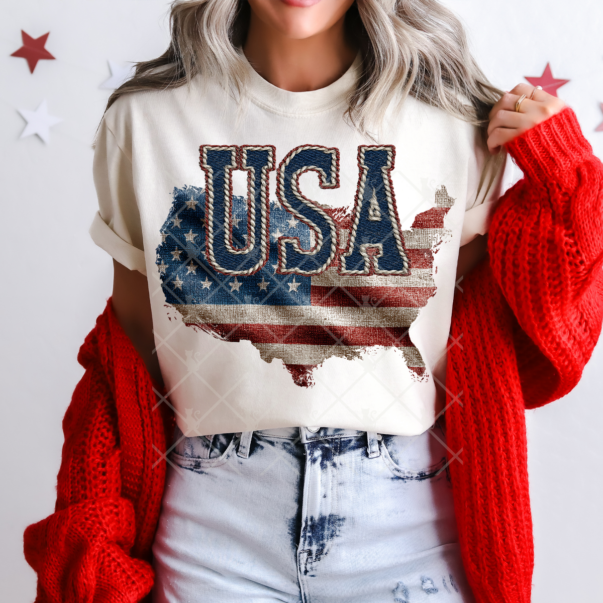 USA flag map (TTD) DTF Transfer