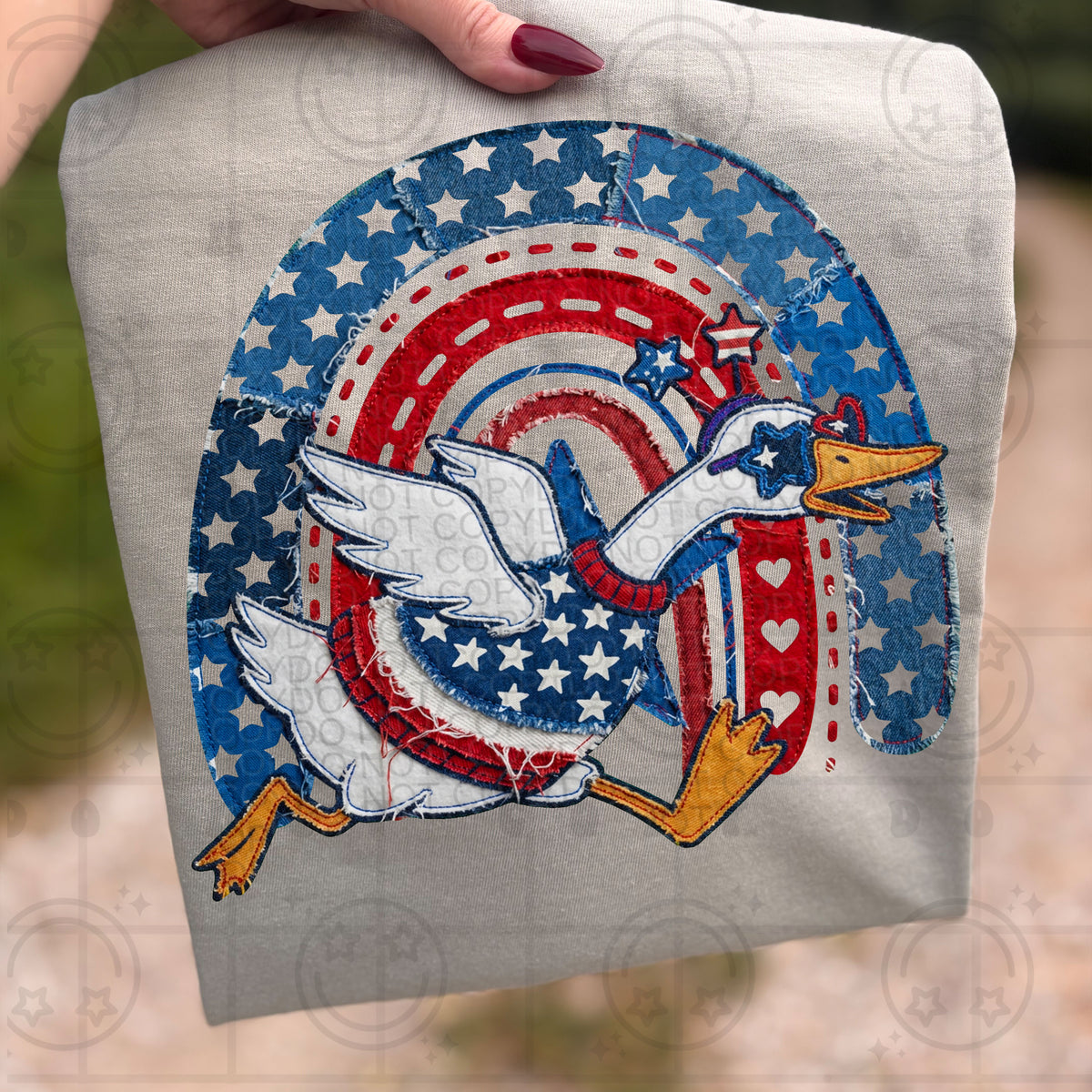 Faux patch rainbow goose (HW) DTF Transfer
