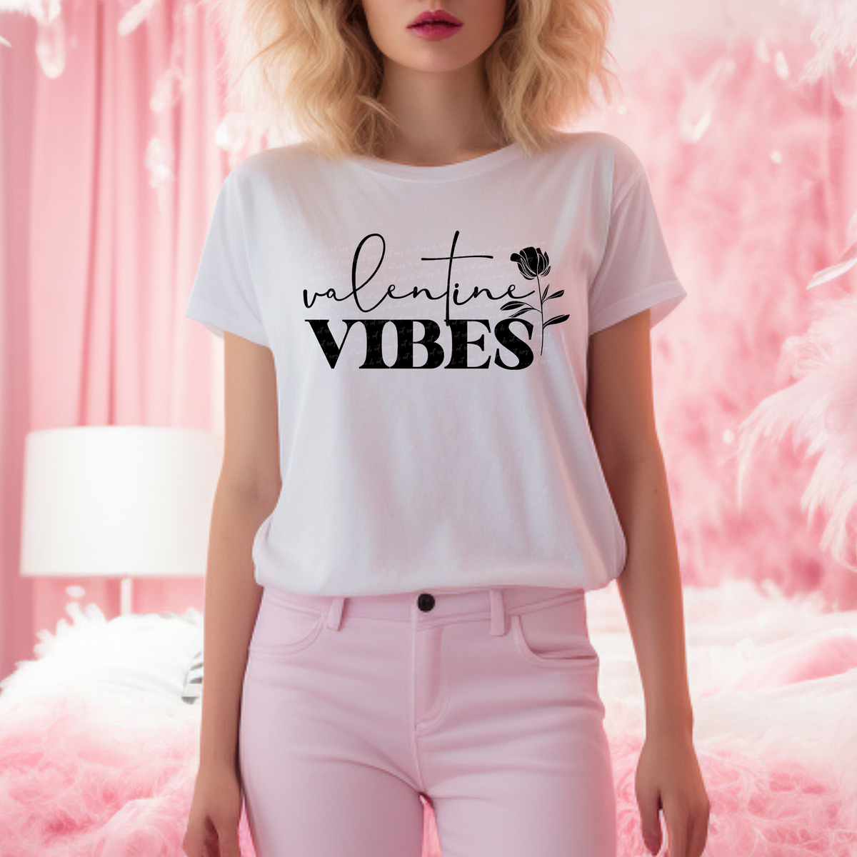 Valentine Vibes Rose Black 76420 DTF Transfer