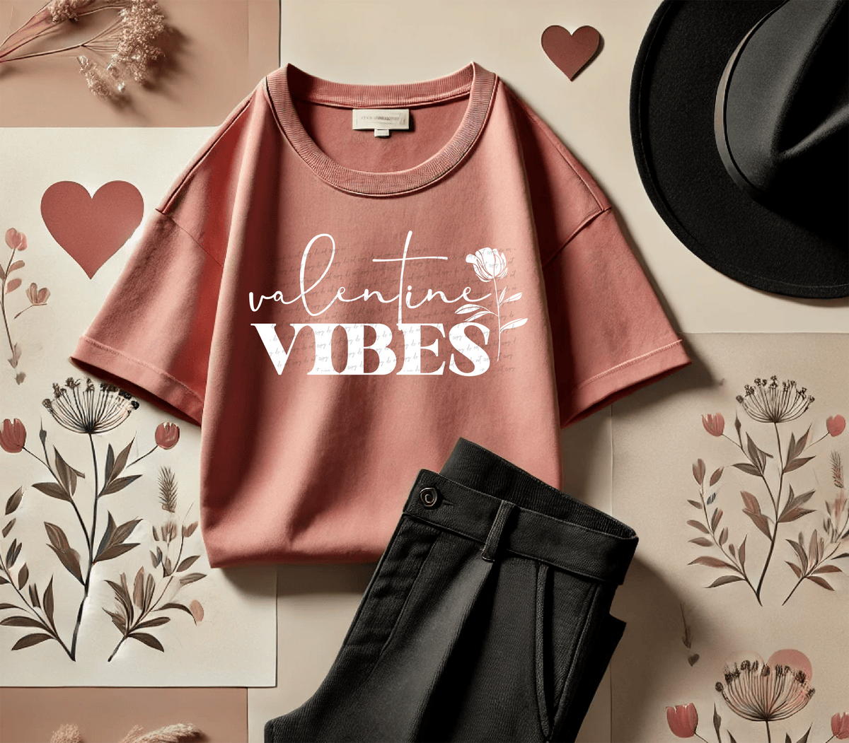 Valentine Vibes Rose White 76421 DTF Transfer