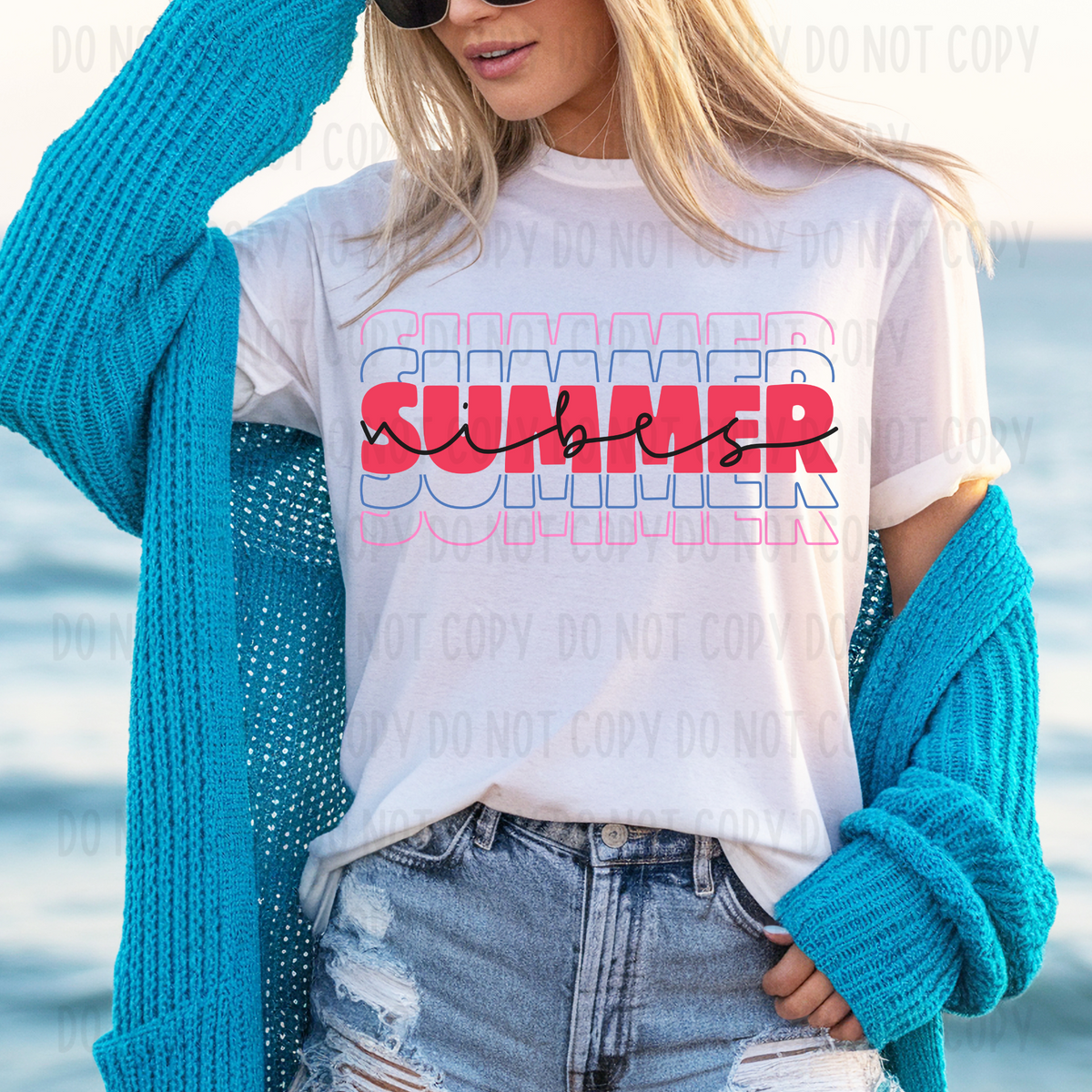 Summer vibes Outline repeat (Canvista) DTF transfer