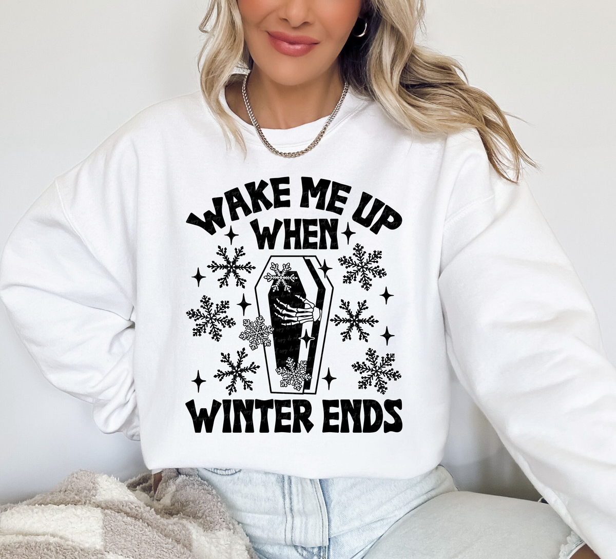 Wake Me Up When Winter Ends Coffin Black 81753 DTF Transfer