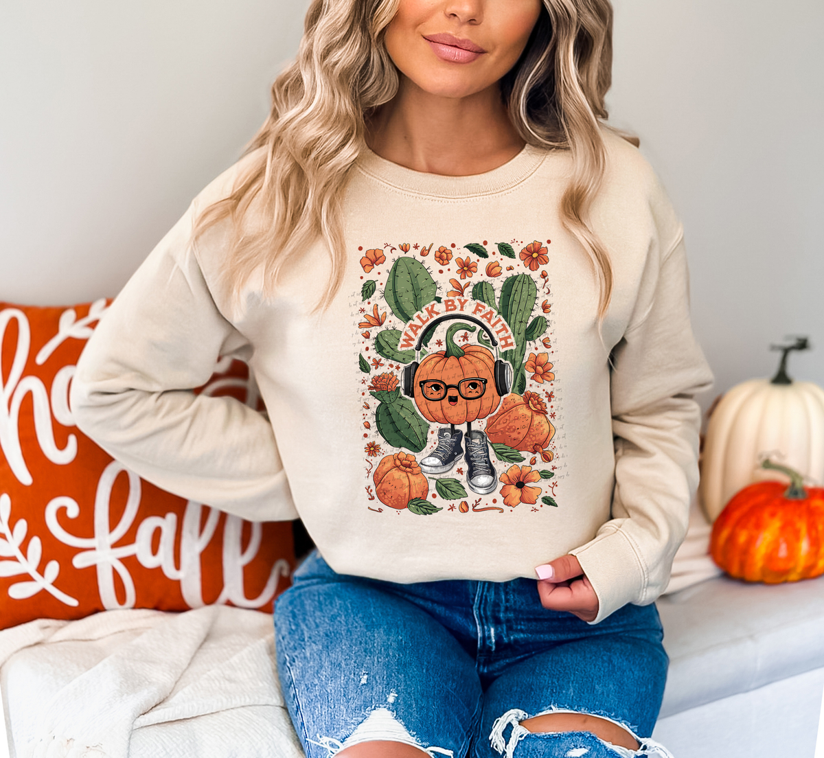 Walk By Faith Pumpkins And Cactuses 59607 DTF Transfer