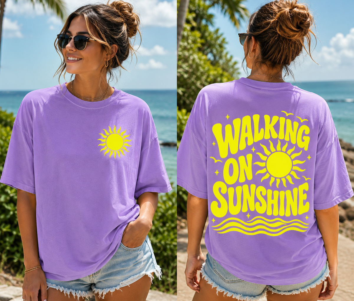 Walking on sunshine neon yellow (BACK ONLY) (Parker) DTF Transfer