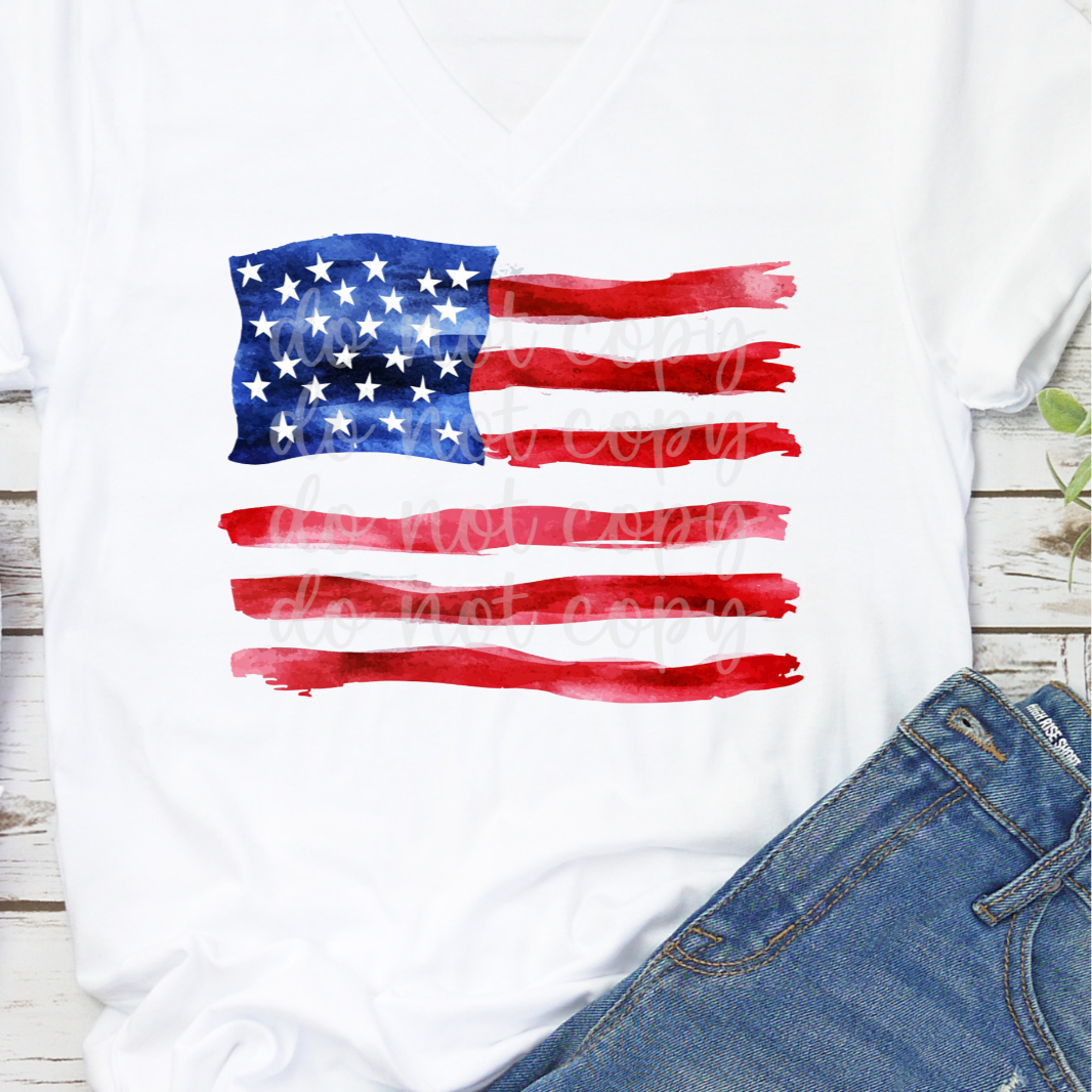 Watercolor American Flag (Parker) 102750 DTF transfer