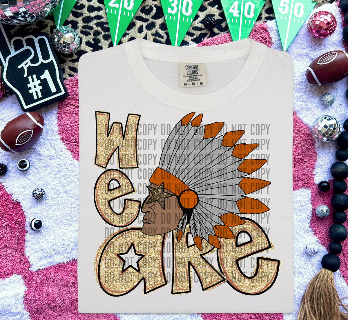 We Are Indians Gold (Orange Feathers) 59025 DTF transfer