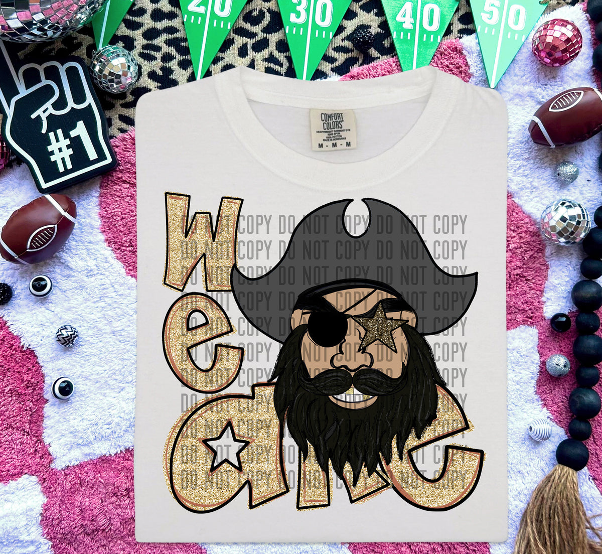 We Are Pirates Gold (Grey Hat) 59030 DTF transfer