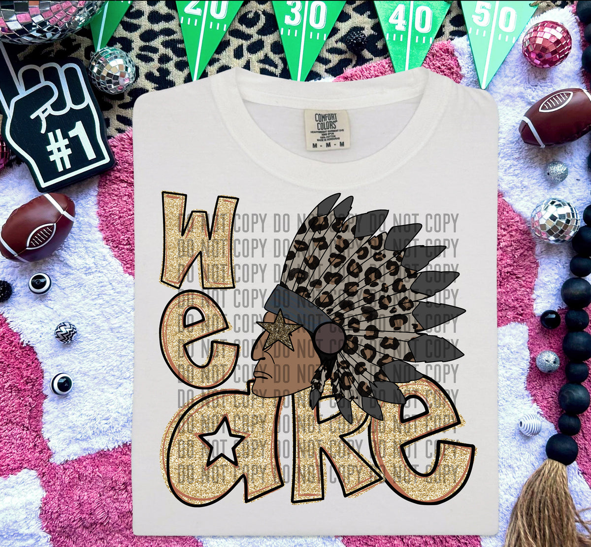 We Are Indians Gold (Leopard Feathers) 59048 DTF transfer
