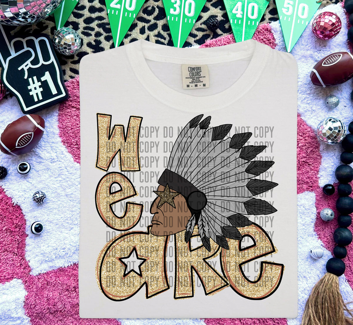 We Are Indians Gold (Grey Feathers) 59049 DTF transfer