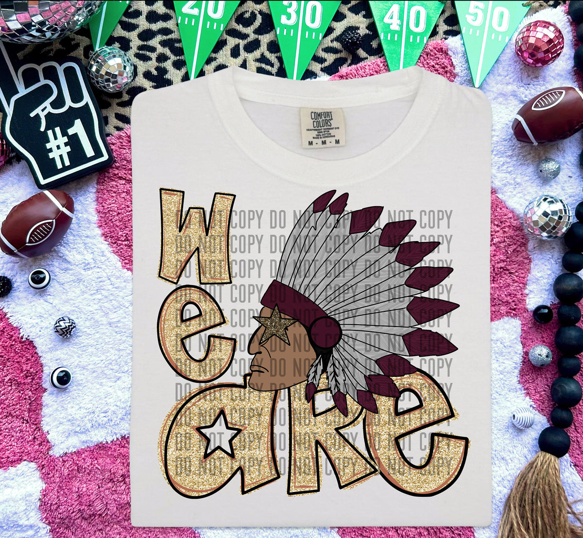We Are Indians Gold (Maroon Feathers) 59050 DTF transfer