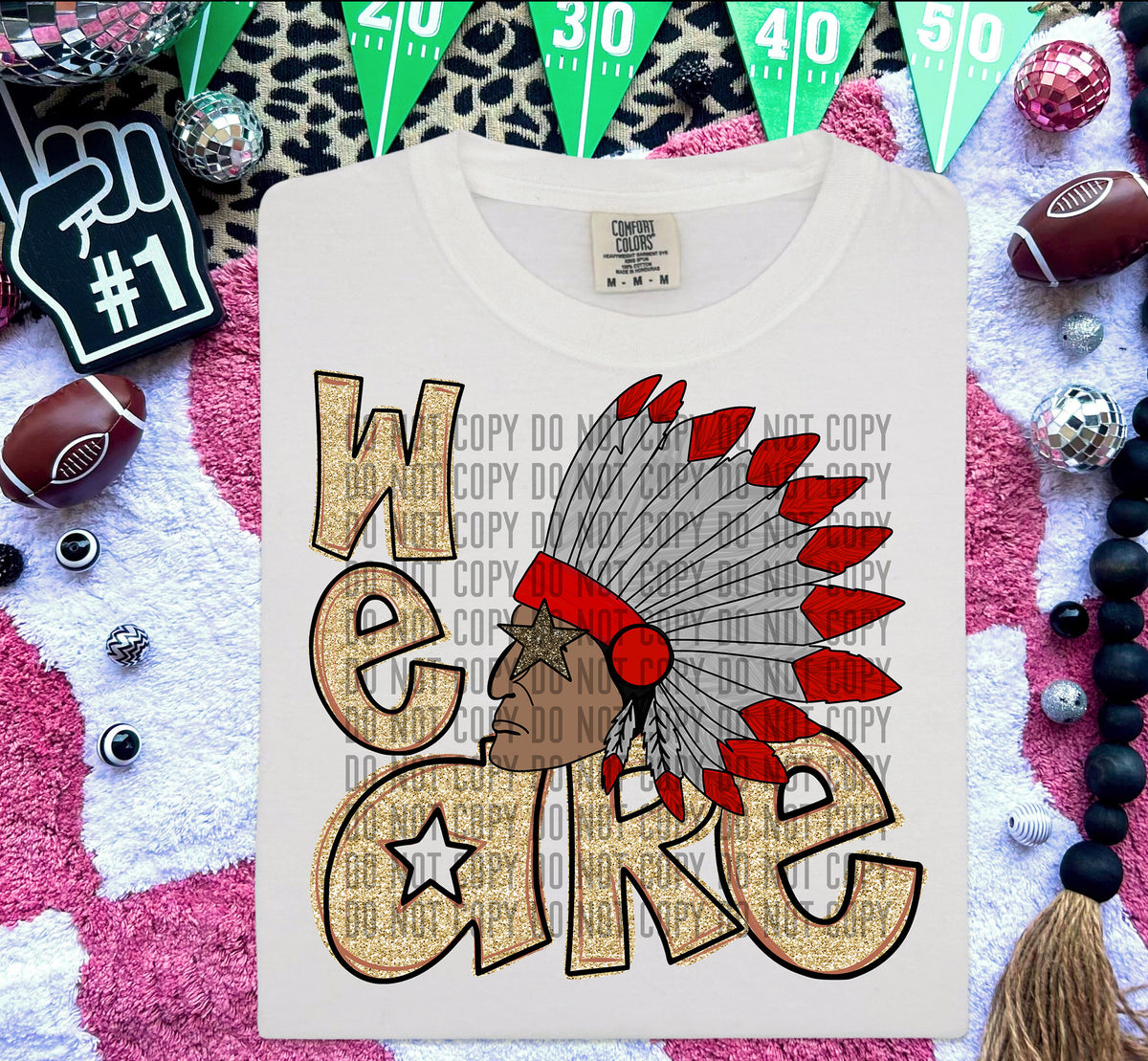 We Are Indians Gold (Red Feathers) 59051 DTF transfer