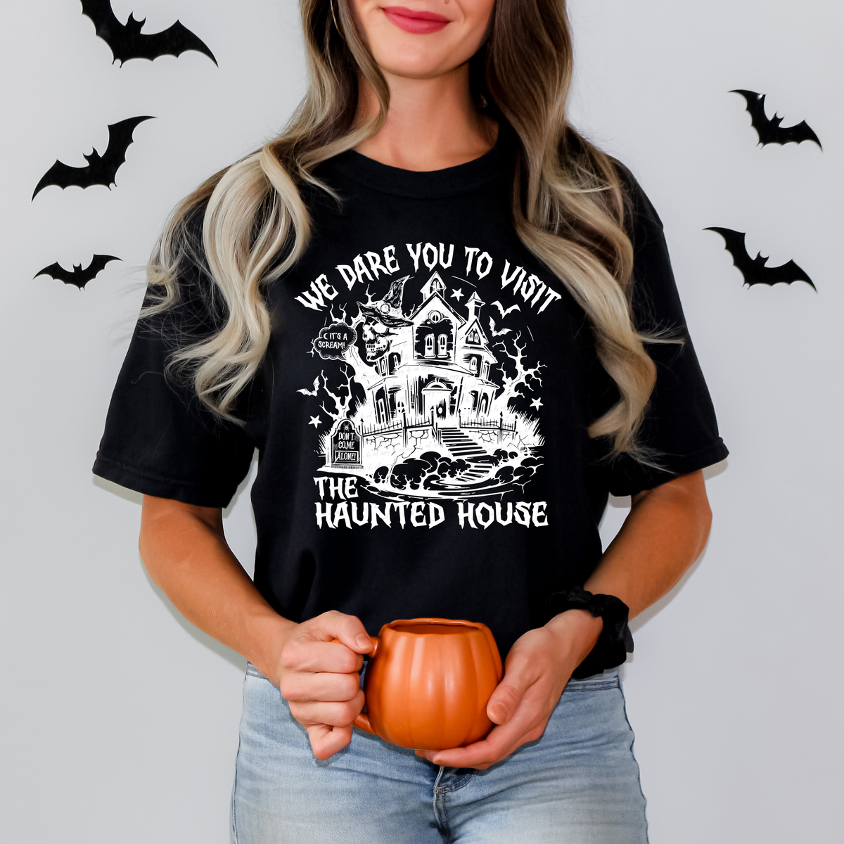 We Dare You To Visit The Haunted House White Font 108938 DTF transfer
