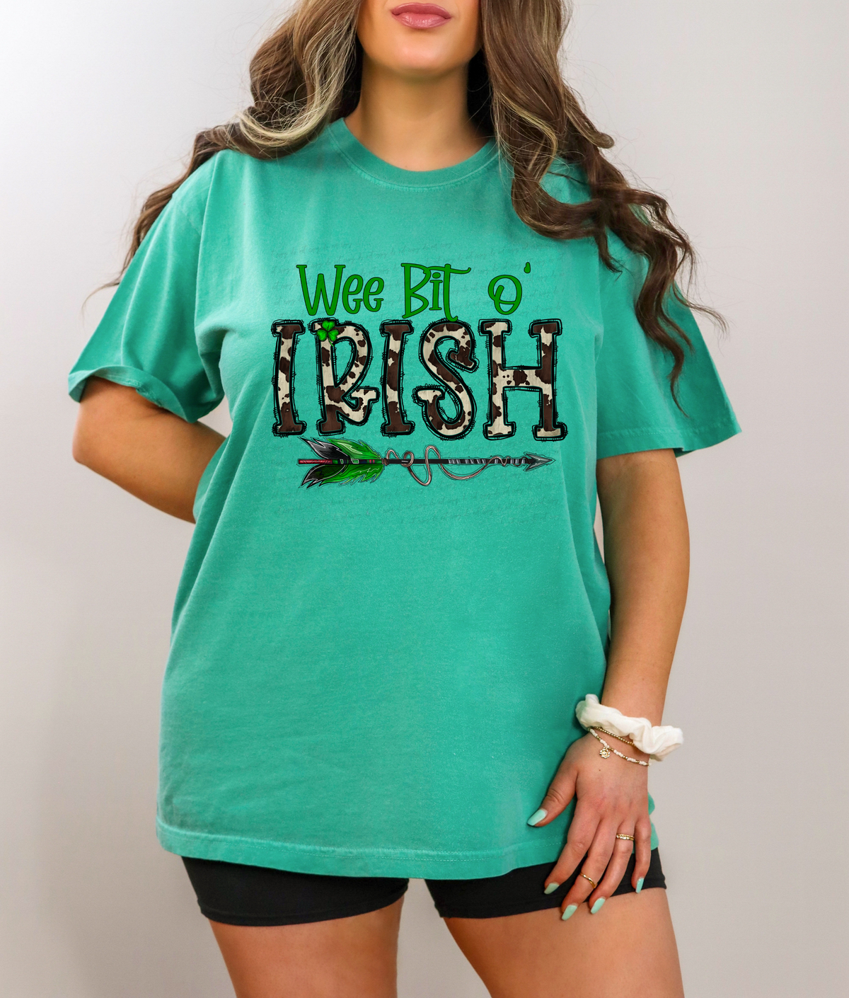 Wee Bit O Irish Green and Cow Print Font Arrow 116273 DTF Transfer