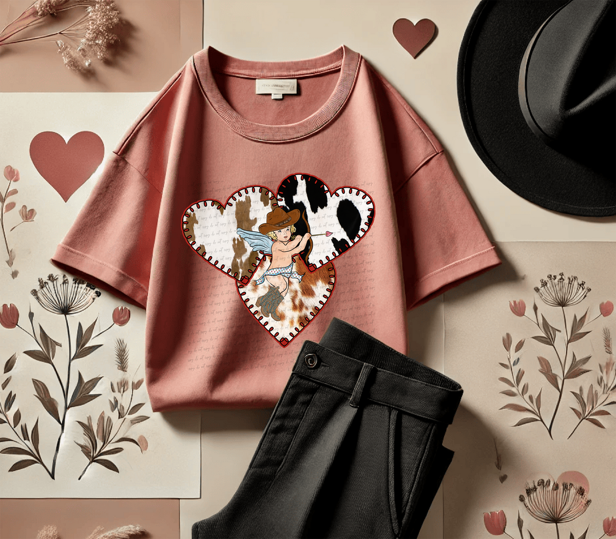 Western Cow Hearts Cupid 81757 DTF Transfer