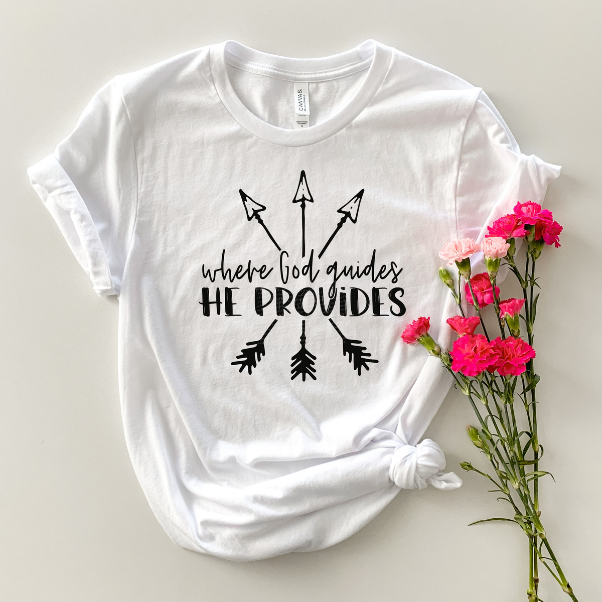 Where God Guides He Provides Arrows Black Font 116026 DTF Transfer